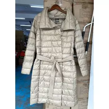 Экспорт E-Home Куртка средней длины и длинная, 3M, тонкая, на хлопковой подкладке для женщин, весна и осень, высокое качество, пояс, повседневная, теплая, пуховая текстура, верхняя одежда Apricot color XS