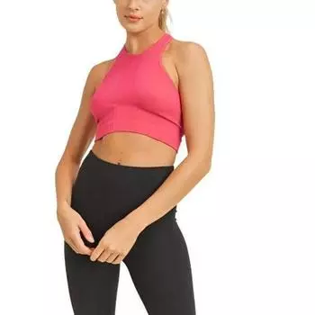 Экспорт Экспорт Хвост Одиночный Моно Б Женский Высокоэластичный Плотный Быстросохнущий Дышащий Йога Фитнес Бег Жилет Шорты MONO B halterneck vest-Rose Red M/L