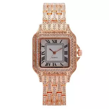 Экспорт Моды квадратные римские узоры бриллиант женские часы женские часы браслет женские кварцевые часы серебряный