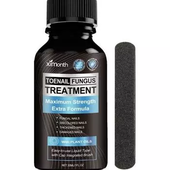 Экстра-сильное лечение грибка ногтей. Натуральный ремонт. Обновляющее средство с 7 маслами. Легкое нанесение. Здоровое средство для ногтей. чёрный