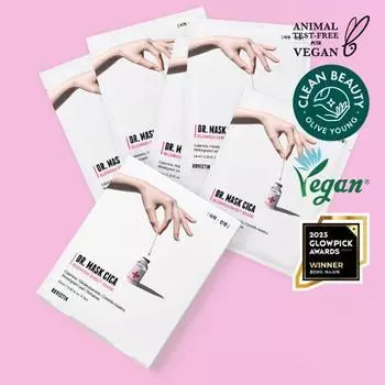 [Экстренная седация/уход за следами] Rovectin Doctor Mask Cica, 5 листов, корейская упаковка масок 5 cica masks