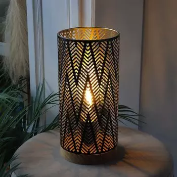 JHY DESIGN Настольный светильник на батарейках, светодиодная настольная лампа, высота 19 см, стильный непрямой светильник, декоративный светильник, прикроватный светильник, ретро-настольная лампа из дерева