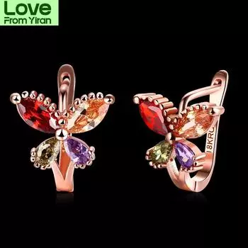 Jialimei золотые уникальные серьги-клипсы с разноцветным камнем Aaa циркония, никель, ювелирные изделия без кадмия E124