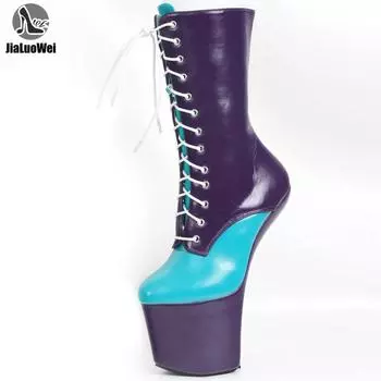 Jialuowei/20 см, пикантные женские ботильоны без каблука на платформе, на очень высоком каблуке 20 см, разные цвета, большой размер 36–46 36