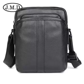 «Jiamida мужская водонепроницаемая сумка-мессенджер из натуральной кожи — маленькая сумка через плечо» чёрный