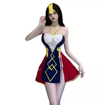 Jiangshi сексуальный косплей зомби китайский стиль маленький дьявол с Биллом ужасный костюм с открытыми плечами эротическое искушение экстремальное нижнее белье комплект из 5 предметов один размер