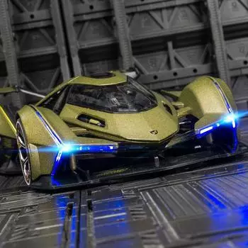 Jiaye VB24205 Модель гоночного автомобиля Lambo V12 из легкого сплава со звуковыми и световыми функциями - игрушечная машинка для детей и коллекционеров. синий