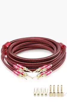 JIB Speaker Cable to Convertible Y Lug and Banana Plug 8 Pieces Copper Gold Plated Connector Suitable for 1.5M [Male Male] Amplifier/Audio System,