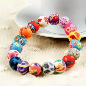Jidezhen оптовая продажа женские эластичные девушки разноцветные бусины смешанные партии браслеты цепи глина полимер разноцветный