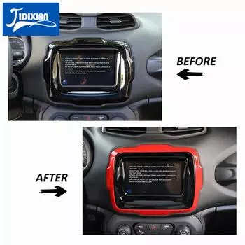 JIDIXIAN Автомобильный салон GPS-навигатор Декоративная рамка Крышка для Jeep Renegade 2018 2022 2023 2024 Аксессуары серебряный
