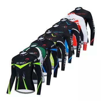 JIE POLLY Велосипедный трикотаж 2023 Лето Быстросохнущие рубашки с длинными рукавами для велоспорта на горном велосипеде Дышащие топы для велоспорта из 100% полиэстера для шоссейных велосипедов XS
