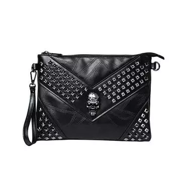 JIETOTYX для девочек-подростков, кошелек для монет, гот, кошелек с ремешком на запястье, кошельки с черепом, женские маленькие сумки с ремешком, сумки на плечо с застежкой-молнией и заклепками чёрный