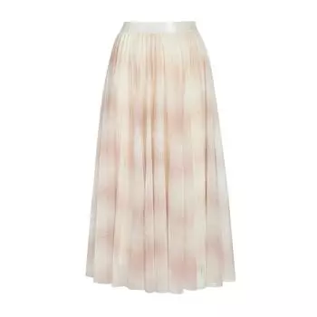 Jigott Длинная юбка из шифона в клетку с подкладкой - бежевый