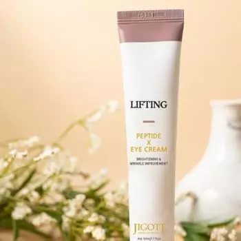 Jigott Подтягивающий пептидный крем для кожи вокруг глаз, Nutrition Supply 50 мл, Антивозрастной, Kbeauty, Корейская косметика, образец