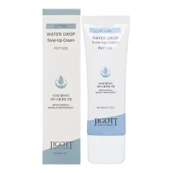 JIGOTT Lifting Peptide Water Drop Tone Up Cream Увлажняющий и выравнивающий тон крем для лица с пептидами и эффектом лифтинга 50мл