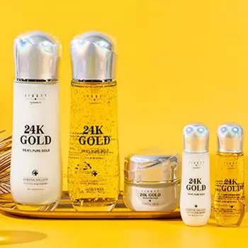 [JIGOTT] Набор из 3 предметов для ухода за кожей Signature 24K Gold Essential Skincare – тонер, эмульсия, крем