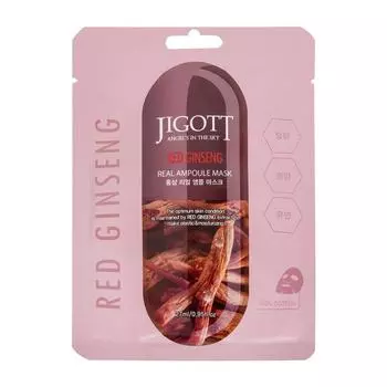 JIGOTT RED GINSENG REAL AMPOULE MASK Тканевая маска для лица с экстрактом жень-шеня