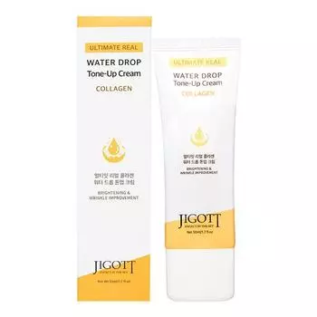 JIGOTT Ultimate Real Collagen Water Drop Tone Up Cream Увлажняющий и выравнивающий тон крем для лица с коллагеном 50мл