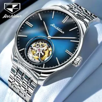 JIINSHIDUN Новые мужские часы для бизнеса и отдыха, механические часы с полым турбийоном, мужские часы синий