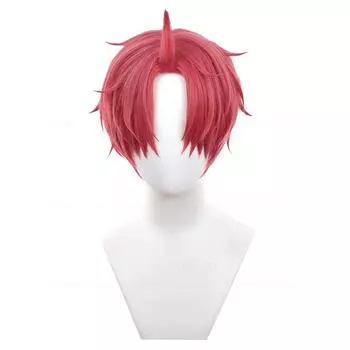 Jiji Cosplay Wig Anime DAN DA DAN Jin Enjoji Cosplay Short Red Heat Resitant Synthetic Hair Wigs + Wig Cap One Size