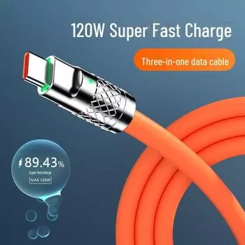 Jike Super Fast 3-в-1 кабель для зарядки для устройств Apple, Huawei и Android 1.5 meters, Straight Apple оранжевый
