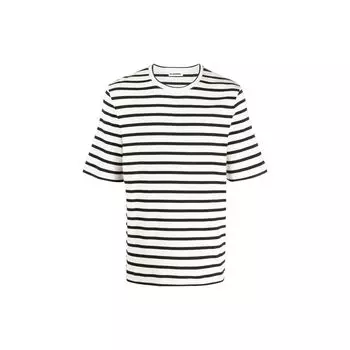 Jil Sander Plus Футболка в полоску с логотипом на спине Натуральный/Черный Мужские топы Кремовый J47GC0109-J46497-080 S