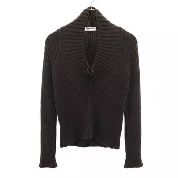 JIL SANDER сделано в Италии Свитер с длинным рукавом 36 Коричневый В рубчик Женский Б/у