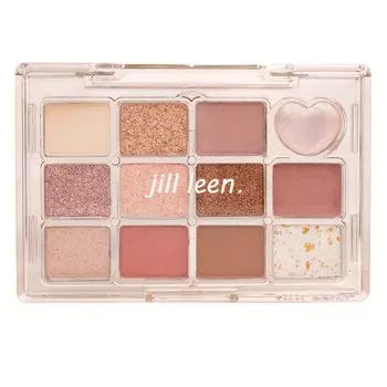 jill Jill leen Shining mini eyeshadow palette HT02 Eyeshadow Fine glitter High coloring High adhesion Compact leen. 12-color
