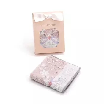 JILL STUART Cuore Towel Handkerchief Pink Packaged Petit Gift Ribbon Flower 25 x 25 cm 58-3239090 Approx.