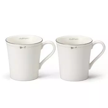 JILL STUART Pair Mug 310cc White Ribbon Pattern Stylish Cute Set of 2 Made in Japan Gift Box 41635-33350