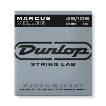 Jim Dunlop Marcus Miller Signature Bass Strings for 4 Strings Super Bright Marcus Miller Signature 45-105 серебряный