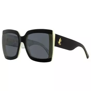 Jimmy Choo Женские квадратные солнцезащитные очки Renee 9HTIR Black Ivory 61 мм 9htir