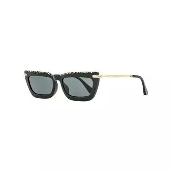 Jimmy Choo Женские прямоугольные солнцезащитные очки Vela GS FP3IR Black Gold Leopard 55 мм fp3ir