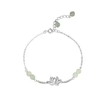 Jin Hongyu браслет «удачи» в форме лотоса женский стерлинговый серебристый браслет в стиле ретро в китайском стиле литературный китайский шикарный новый Adjustable size