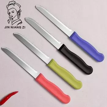 JIN NIANG ZI Нержавеющая сталь Зубчатый нож для стейка Скандинавский бытовой карманный нож для овощей Кемпинг Западный нож для стейка