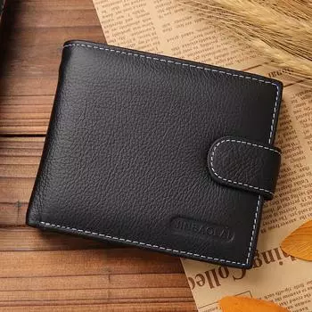 JINBAOLAI Leather Men Wallets Cow Leather Solid Sample Style Zipper Purse Man Card Horders Famous Brand High Quality Male Wallet