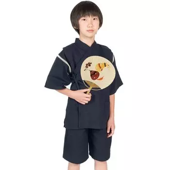 Jinbei Cotton Room Летний фестиваль фейерверков крутая японская одежда Верхняя и нижняя одежда для мальчиков [Poweforest] Детская одежда для мальчиков 100% (Простой флот,