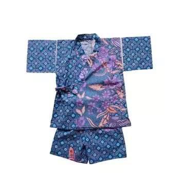 Jinbei Jinbei для Unique Cotton Flower Blue [ROSELLA] Детская (с лентой) Детская одежда для девочек, мальчиков, унисекс, 100% ткань, Jinbei, Pattern, (Индиго,