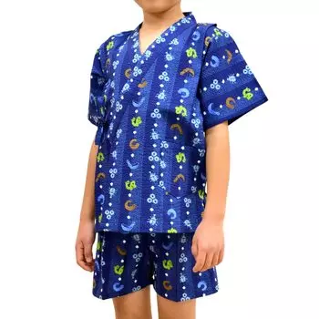 Jinbei Kamawanu Сделано в Японии Ограниченный запас Милый и стильный Моющийся летний праздничный фейерверк [Ai Ai] Детский 90/100/110/120 (110, ВМС) тёмно-синий