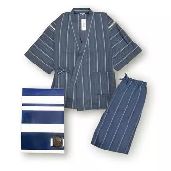 Jinbei Подарочная пижама большого размера, комплект верха и низа, полосатый летний размер L, комнатная одежда, одежда для дома Shijira Weave, узор A [с запахом] для мужчин
