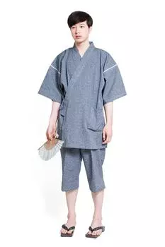 Jinbei Сделано в Kurume Shijira Room Tsumugi Сделано в Rokka ROCCA Gray [Tayutaf] Мужская пижама, Япония, Ткать, Хлопок, Износ, Настоящее время, Ткать, Япония, 3/4 серый