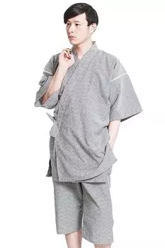 Jinbei Сделано в Shijira Room Tsumugi Сделано в Rokka ROCCA Pale Gray [Tayutaf] Мужская пижама, Япония, Kurume, Ткать, Хлопок, Одежда, Настоящее время, Ткать, Япония,