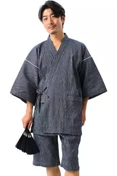 Jinbei Сделано в Японии Takashima Chijimi комплект из топа и низа, хлопок, качество для взрослых, Jinbei, летний подарок, подарочная одежда для сна, One Mile Wear [nicolyfam] 100% тёмно-синий