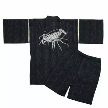 Jinbei Shijira Weave Cool Summer Хлопок Discharge Оригинальный узор Японский узор Чернила Креветка Черный [Edo Ten] 100% (L) чёрный