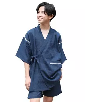 Jinbei Shijira Weave комплект из верхней и нижней части для прохладной комнаты дома Jinbei японская одежда [Nishiki] 0813-15 для мальчиков, 100% хлопок, одежда, [индиго/130 см]