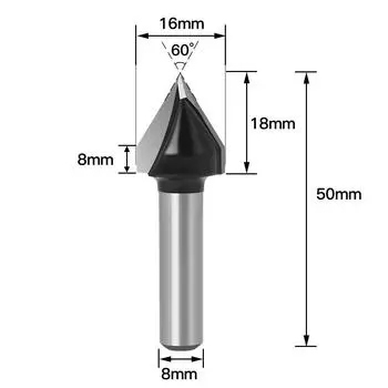 Jincheng 8Mm Handle 60 Degrees Professional Grade V-Shaped Knife Chamfering Beveled Edge Knife Woodworking Trimming Machine Tool Folding Alloy Cutter 60 degree V-shaped knife 8 * 16 * 60 °