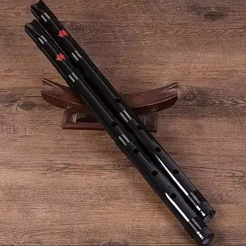 Jinchuan Shakuhachi Японский музыкальный инструмент для начинающих 1 Shaku 8 Размеры Madake Katsura Бамбук для практики Простой черный цвет дерева (черный)