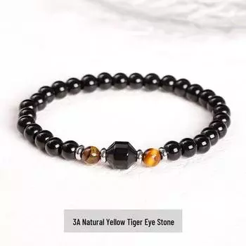 Jinde Jewelry Браслет из бусин черного агата, тигрового глаза и аметиста Approx. 6+10mm