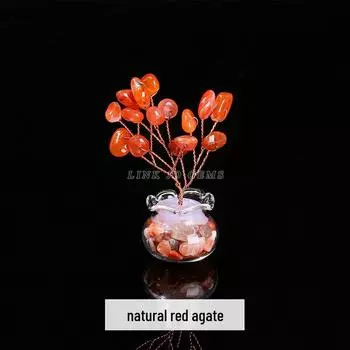 Jingde Jewelry Натуральный Кристалл Денежное Дерево Цитрин Розовый Кварц Украшение Height: 7cm