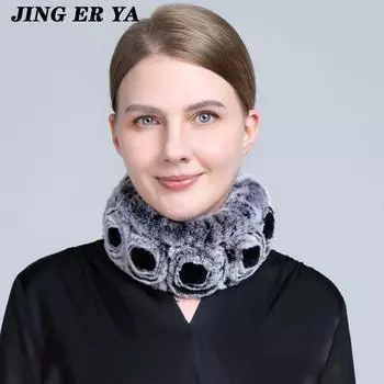 JINGERYA женский натуральный мех ручной работы эластичный меховой шарф вязать из натурального меха кролика рекс повязки на голову для девочек натуральный мех кольцо капюшон снуд шарфы зимние